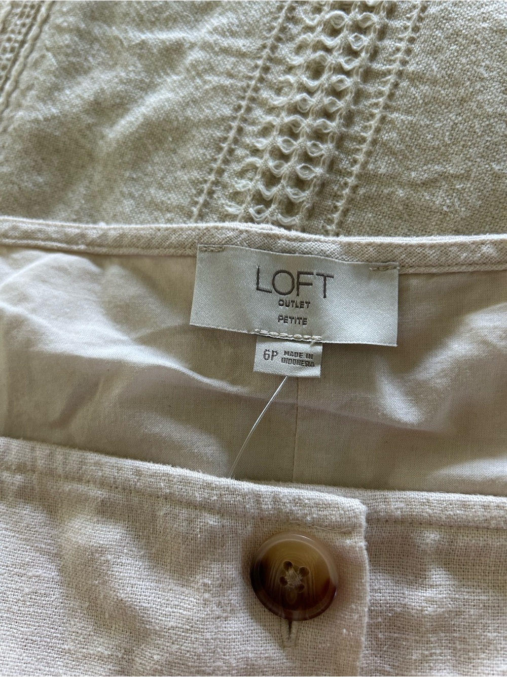NWT - LOFT Linen Blend Button-Front Dress - Picture 4 of 6